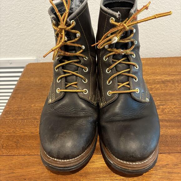 Skechers Boots Mens Size 10 Black Leather Work Oil Resistant Lace Up Outdoor - Picture 1 of 14